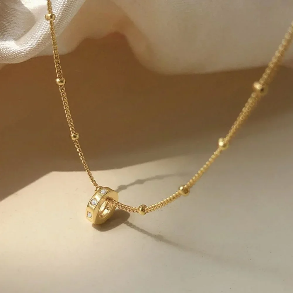 NEW Silver Gold Geometric Irregular Circle Necklace - Picture 6 of 8